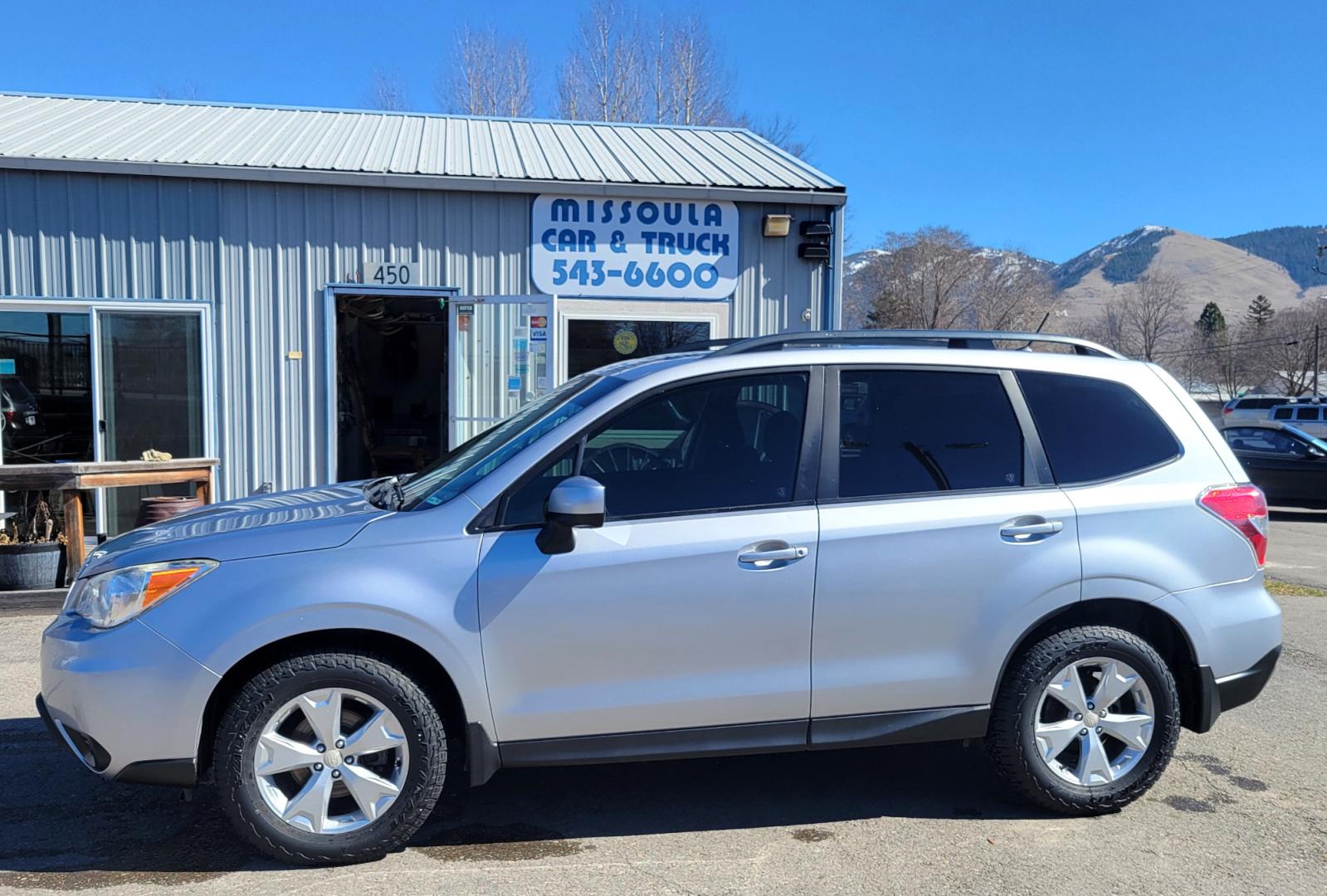 2015 Silver /Black Subaru Forester Premium (JF2SJADC3FH) with an 2.5L H4 engine, Automatic transmission, located at 450 N Russell, Missoula, MT, 59801, (406) 543-6600, 46.874496, -114.017433 - Photo#0